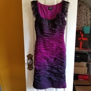 Adrianna Papell Boutique Dress. Prom. Purple Ombrè Ruched Bodycon. Size …